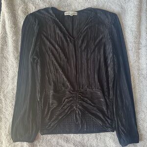 Black Pleated‎ Ruched Blouse L Whimsygoth Romantic Gothic Chic Top